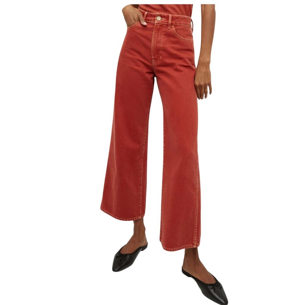NWT Veronica Beard Taylor Hi-Rise Wide Leg Jeans – Brick Red – Sz 30  MSRP $345